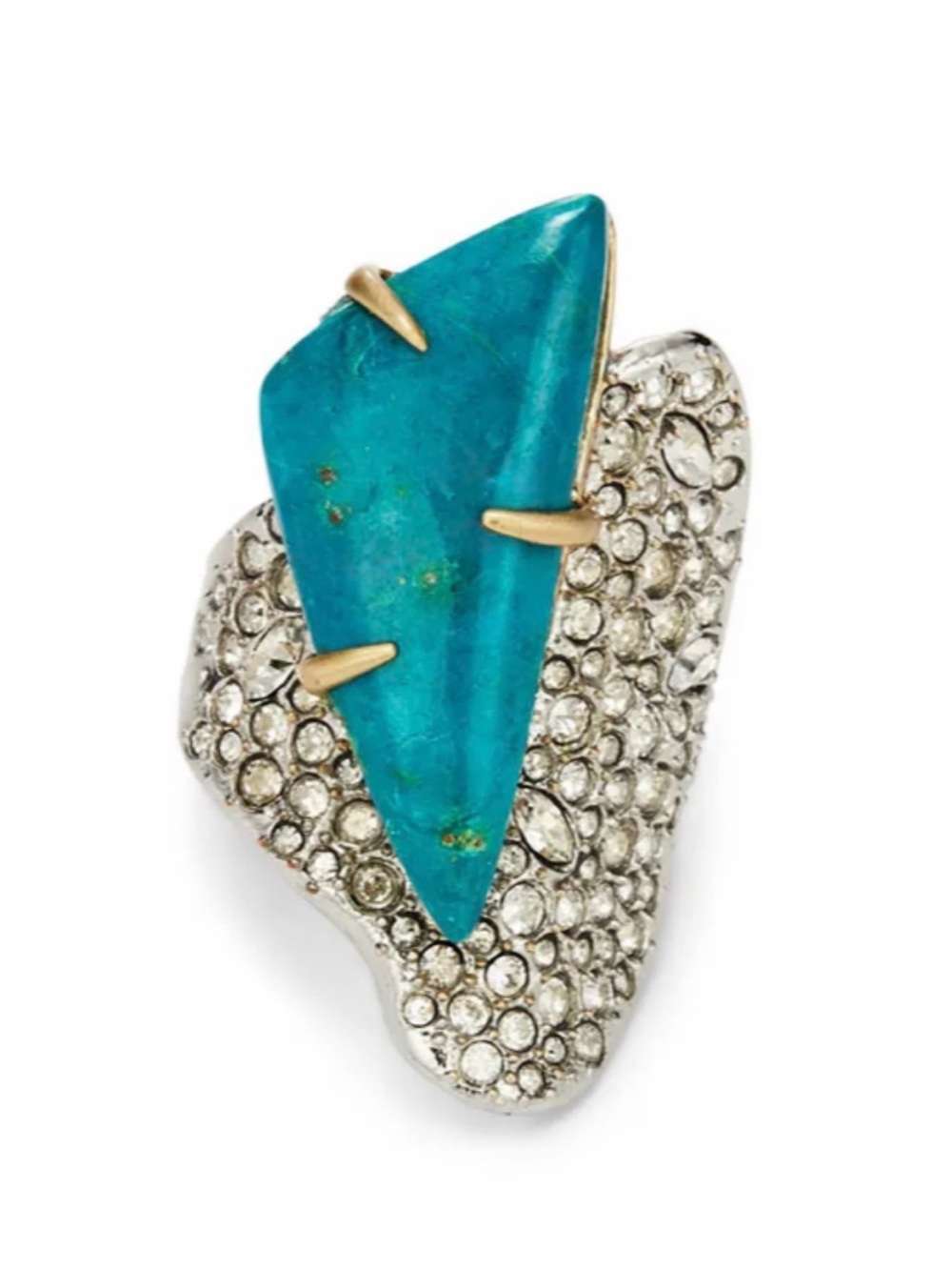 NEW Alexis Bittar Roxbury Crystal Encrusted Ring Turquoise Blue Clear C Z AU06